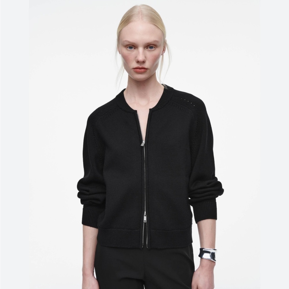 COS Black Wool Zip Up Jacket
